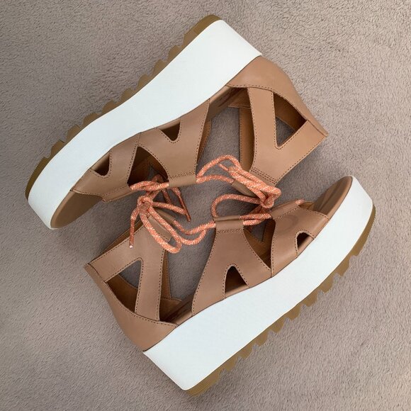 Sorel Cameron Lace Up Leather Platform Wedge Sandals Sz8 - Picture 11 of 16